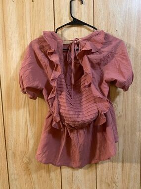 Hayden Rose Ruffle Peasant Blouse